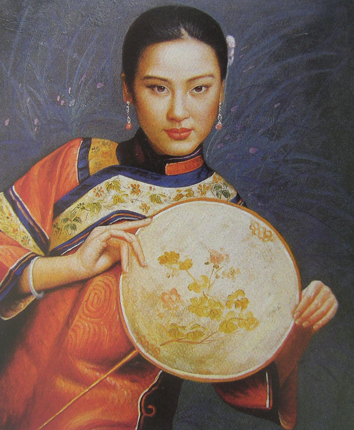 中国士女油画
